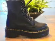 Dr. Martens Jadon Platform Leather Women's Boot - Black Polished Smooth Size 7