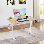 Height Adjustable Electric Standing Desk,110 x 60cm Whole-Piece Board Stand up Table,Sit Stand Home Office Desk with Memory Controller (Burlywood, 110 x 60cm)