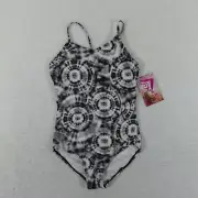 Kanu Surf Swimsuit Girls 12 Black White Tie Dye One Piece Groovy 8531