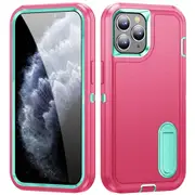 MCC Shockproof iPhone 11 Pro Max Case Cover Heavy Duty with Stand Apple [Magenta+Light Blue]