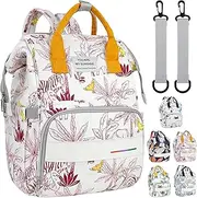 LEcylankEr Multifunction Baby Backpack Large Capacity Oxford Cloth Diaper Bag with Insulated Pockets Changing Bag, red, L