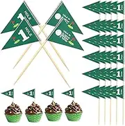 50pcs Golf Toothpick Flags, Mini Themed Cocktail Picks, Cupcake Toppers, Food Stick Flags for Baby 1st Birthday Party Celebration Bar Decorations (Style A)