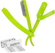 Professional Straight Razor - Minimal Exposure Straight Razor Kit with 10 Derby Premium Blades.5mm Exposed (The Ridler)