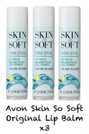 Avon Skin So Soft Original LIP BALMS Chapstick X3 ~ New/Sealed ~ NEXT DAY SHIP