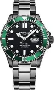 [carlien] Men Watch Business Luxury Sport GMT Automatic Mechanical Watches Luminous Sapphire Glass Stainless Steel Diving Watch