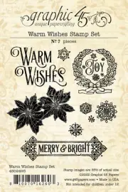 Graphic45 WARM WISHES Set of (7) Clear Cling Stamps scrapbooking CHRISTMAS