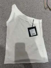 Camilla And Marc Park One Shoulder Asymmetric Tank Sz 8 White