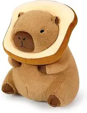 Ditucu Cute Capybara Plush Pillow with Wearable Toast Headwear Kawaii Bread Capybara Stuffed Aniamls Toys Hugging Gifts for Kids 11 inch
