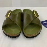 Birkenstock New w/ Box Siena Big Buckle Olive Green Oiled Leather Exquisite Nar