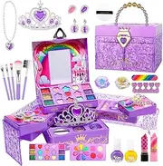 Kids Makeup Kit for Girl, Princess Toys Real Washable Cosmetic Set with Mirror, Pretend Kids Makeup Sets for Girls,Play Make Up Birthday Gifts for 3 4 5 6 7 8 9 10 11 12 Years Old Kid Toddler (Purple)