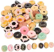 TOKIDNY 60pcs Miniature Donut Resin Craft Ornaments for DIY Phone Case Charms Mixed Style Cute Decorative Accessories for Micro Landscape Dollhouse Crafts