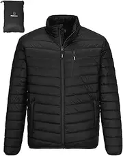 [Outdoor Ventures] Men's Lightweight Packable Puffer Winter Jacket Insulated Puffy Coat for Snow Ski Hiking Travel