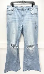 American Eagle Jeans 18 Lowrise Flare Next Level Stretch Denim Distressed NEW