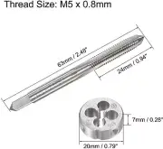 M5×0.8 HSS Metric Tap And Die Set,Thread Tap + Round Die Right Hand HSS Taper