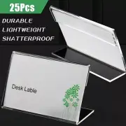25Pcs Price Tag Label Stand 20x40mm Shop Counter Stand Mini Clear Plastic Desk