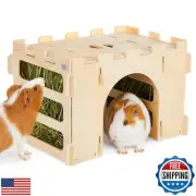 Bienbee Guinea Pig Hay Feeder, Wooden Rabbit Hay Feeder Guinea Pig Hideout Ca
