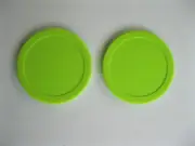 AIR HOCKEY Pucks 2 NEW Fluorescent Green DYNAMO Set 3-1/4"