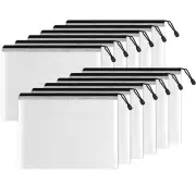 SUNEE Plastic Mesh Zipper Pouch 10x14 in (Black, 12 Packs),Extra Large Water-...