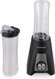 Progress Compact Smoothie Blender, Electric Stand Mixer, Ideal for Shakes, Juices, 2 Portable Sports Bottles with Lid, BPA Free, 2 Speeds with Pulse Function, Space Saving, 400W, 600ml