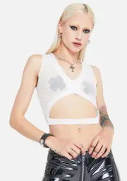 Take A Risk Cut Out Mesh Tank