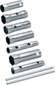 uxcell 7 Pcs Ignition Spark Plug Spanner Set Dual-Ended Wrench Socket Silver