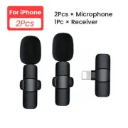 2 IN 1 Lavalier Wireless Microphone Audio Video Recording Mini Mic For iphone