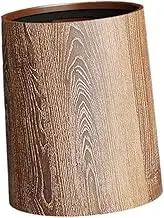 Perfk Wood Grain Trash Can Paper Basket Portable Elegant Garbage Container Household Trash Bin for Office Study Dining School Hotel, L