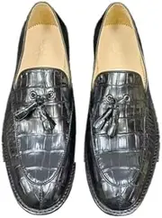 [Generic] Authentic Real Crocodile Skin Soft Outsole Men's Black Tassel Shoes Genuine Exotic Alligator Leather Male Slip-on Dress Loafers