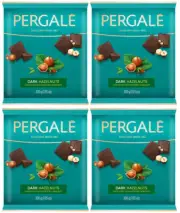 4 PERGALE DARK HAZELNUTS Chocolate Bars with Roasted Hazelnuts 200g 7.05oz