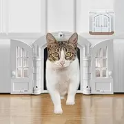 Large Cat Interior Door, French Cat Door, Indoor Cat Door, Safety Pet Doors for Cats, Kitties and Small Dogs No-Flap Easy DIY Setup, Secured Installation in Minutes, Stylish Door for Average Size Cats