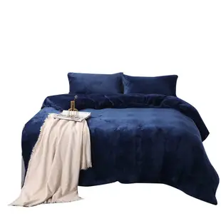 【岱思夢】藏藍 頂級素色法蘭絨床包組 單人 雙人 加大 兩用毯被套 法萊絨 [超取有出貨限制，詳請參閱內容說明]