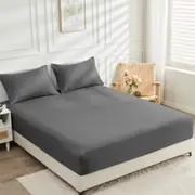 LINENOVA 2000TC Bamboo Blend Fitted Sheet Pillowcases Set Antimicrobial Breathable For All Year Comfort