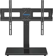 MOUNTUP Universal TV Stand, Table Top TV Stands for 37 to 65, 70 Inch Flat Screen TVs - Height Adjustable, Tilt, Swivel TV Mount with Tempered Glass Base Holds up to 88 lbs, Max VESA 600x400mm MU0031