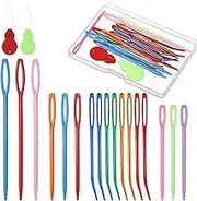 BOHUIZ Pack of 19 Wool Needles for Sewing, 4 Sizes Big Eye Needle with Needle Threader, Hand Sewing Needle Set for Wool, Blunt Needles for Weaving and Crochet, Sewing Needles for Wool