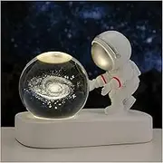 3D Planetary Models Night Light, Crystal Ball Night Light, Astronaut LED Base Design, Children Dream Birthday Gift (Galaxy)