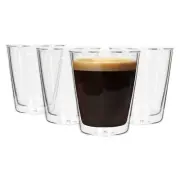 4x 200ml Double-Walled Glasses Set Thermal Insulated Glass Coffee Tea Cup Mug