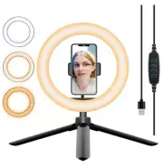 LUXSURE 8" LED Selfie Ring Light w/Tripod Stand & Holder for iPhone & Android