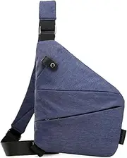 [Minefoir] Men's Shoulder Bag Anti-Theft Crossbody Sling Bags Multi Pocket Waterproof Travel Bag-Left Blue