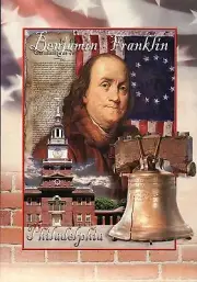 Benjamin Franklin, Founding Father of the US, Philadelphia PA, Bell etc Postcard