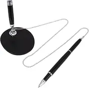 DOITOOL Desk Pen with Chain Security Holder Reception Counter Pen for Home Office School Bank Use Loss Resistant Theft Prevention Easy Management Advertising Display Black with Silver