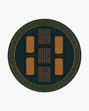 245' Round | Machine Washable Runner Rug | Kid & Pet Friendly | Indoor Rug | Nerissa Teal & Gold Flatwoven Rug by Architectural Digest | Ruggable