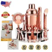 Rose Gold 12-Piece Cocktail Shaker Set with Stand - Bartender's Essential Kit
