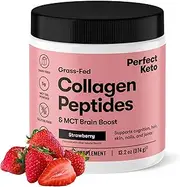 Perfect Keto Collagen Protein Powder with MCT Oil - Grassfed, GF, Multi Supplement, Best for Ketogenic Diets, Use as Keto Creamer, in Coffee and Shakes for Women & Men (Strawberry)