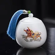 sealed lids, White Ceramic Tea Canister Chinese Style Tea Storage Jars Traditional Tea Tins Ceramic 270Ml with Airtight Lid,B(B)