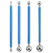 4Pcs Modeling Ball Tools, Stainless Steel Embossing Stylus Tool, Blue