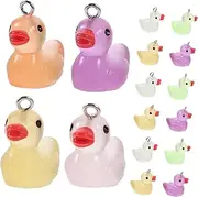 Alasum 50pcs DIY Duck Pendants Glow in The Dark Rubber Ducks Micro Garden Landscape Little Tiny Ducks Aquarium Ornament Miniature Duck Figures Car Decor Bags Resin Small Animals