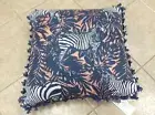 Frontgate Outdoor Patio Zebra Jungle Chic Chair Sofa Throw Pillow 20x20 blue New