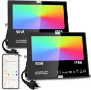 MELPO LED Flood Light Outdoor, 500W Equivalent 5000LM Smart RGB Landscape Lighti