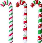 Pack of 3 Inflatable Candy Canes, 88 cm, Novelty Giant Candy Cane Stick, Inflatable Candy Cane Balloon, Christmas Decoration for Christmas, Indoor, Outdoor, Wall, Home