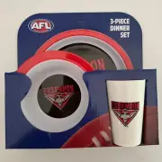Essendon Bombers AFL Licensed 3 Piece Dinner Set Brand New Plate Bowl & Cup